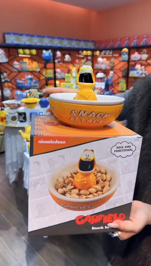 瓷片@@加菲猫陶瓷瓜子盘