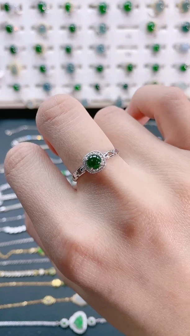 【闪购商品】翡翠戒指银S925镶嵌天然翡翠