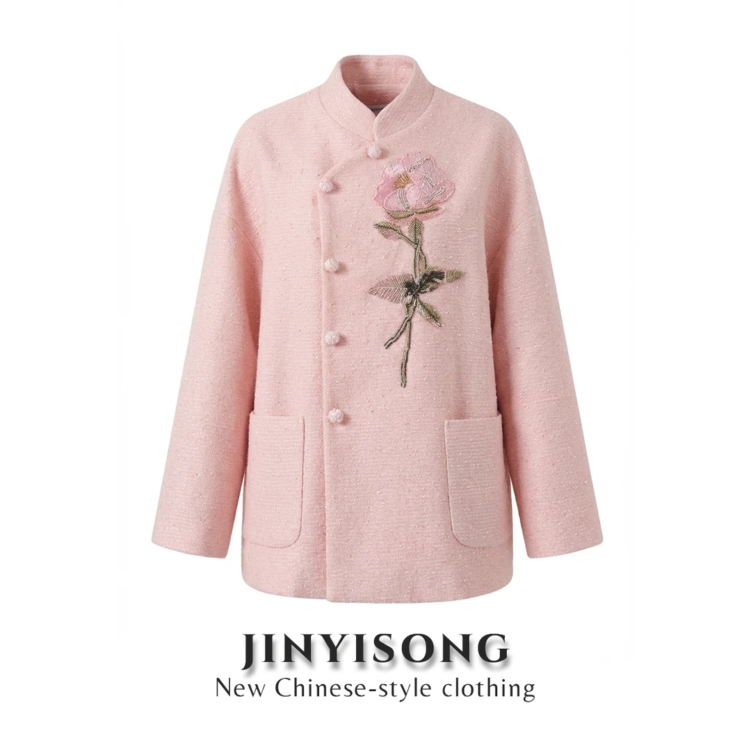 JINYISONG｜"粉蔷"新中式改良款重工小香法绣外套
