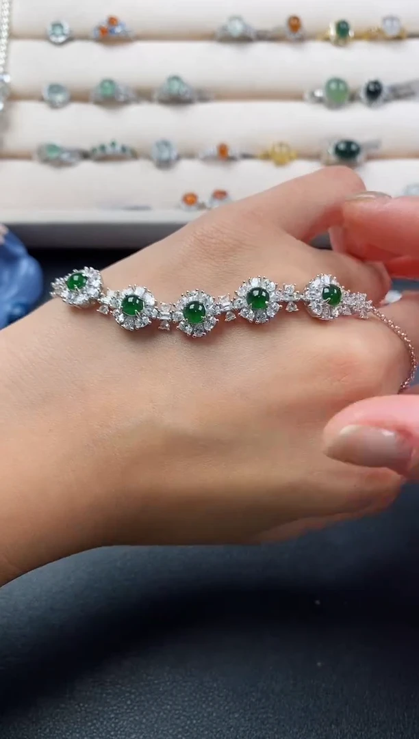 银S925镶嵌戒指翡翠777777+3