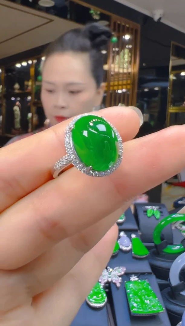 翡翠戒指银S925镶嵌012（多样性发其一）