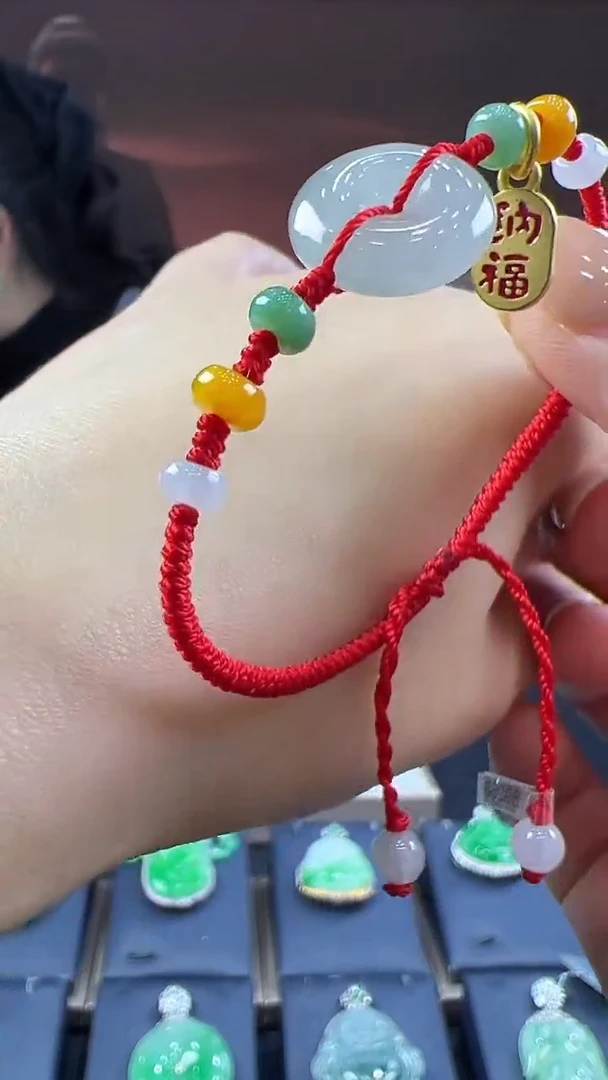 未镶嵌挂件翡翠平安扣手绳