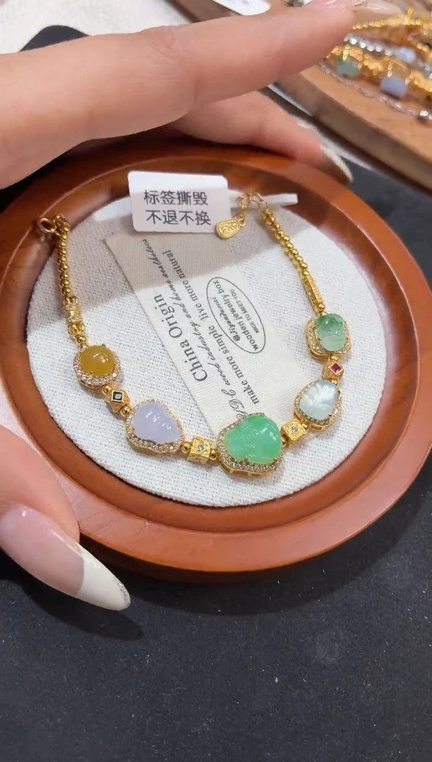 吊坠(不含链)银S925镶嵌翡翠手链