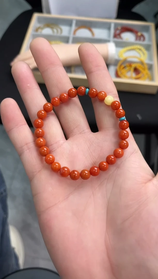 【闪购商品】南红玛瑙手串未镶嵌南红单圈蜜蜡QF-A296（多样性发一）