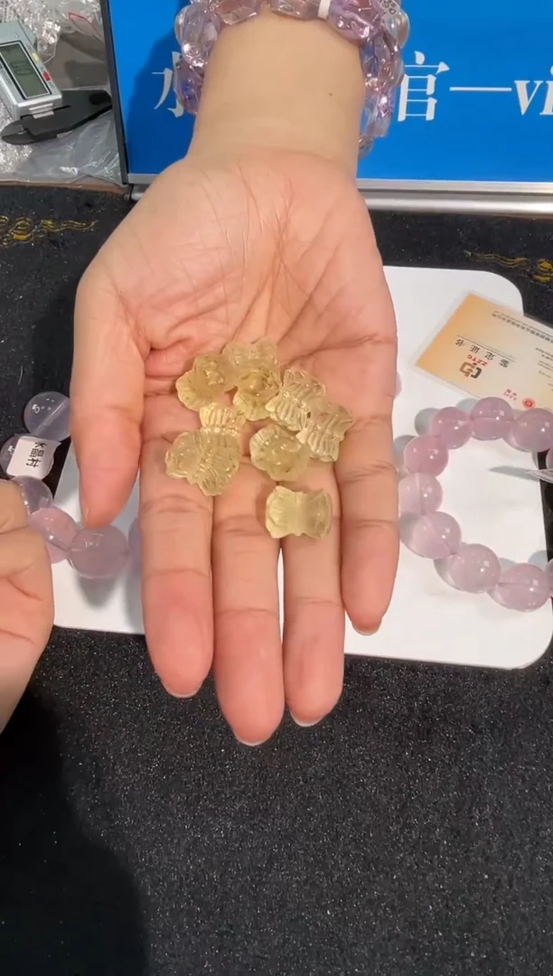 水晶手链未镶嵌11号黄水晶双头莲配件