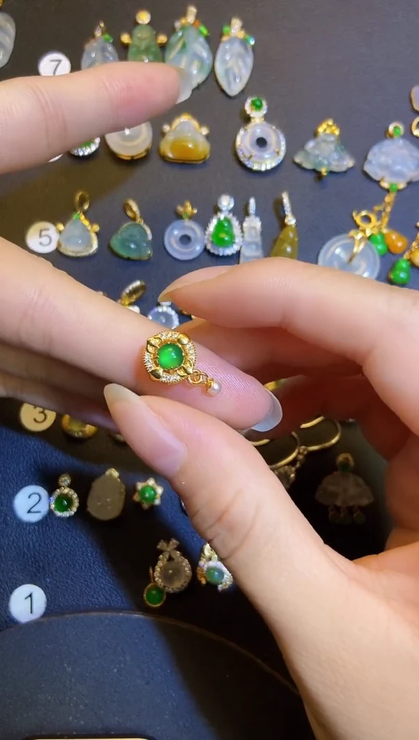 吊坠(不含链)银S925镶嵌翡翠1