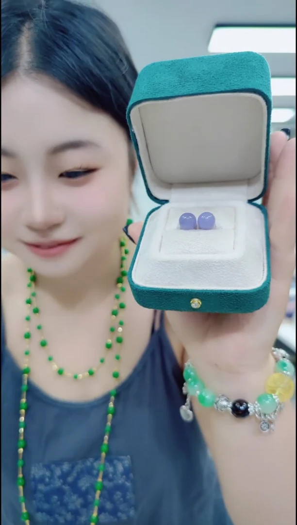 翡翠未镶嵌颈饰0729紫蛋蛋耳钉