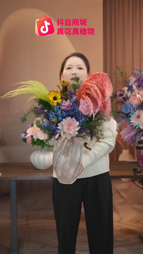 木：带花瓶+花束一套