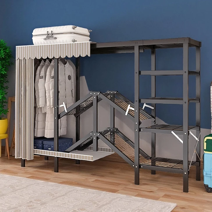 出租房免安装折叠衣柜加厚加粗加固全钢耐用结实卧室家用简易衣柜