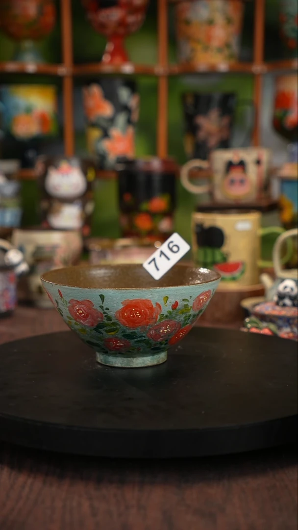 釉下手绘陶瓷紫砂碗