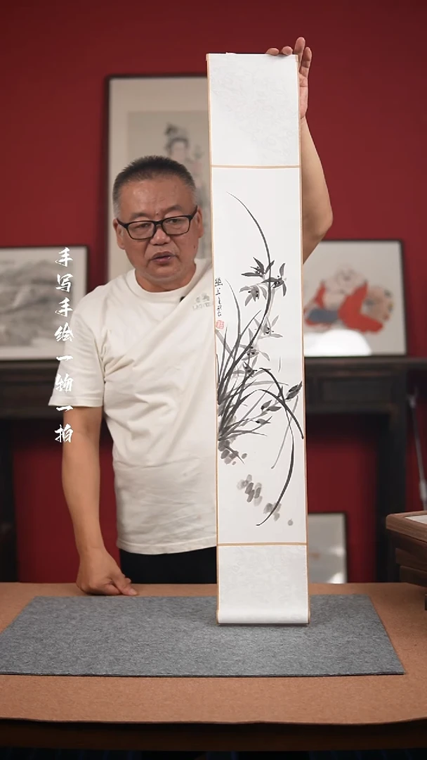 国画手绘-17*110卷轴花鸟