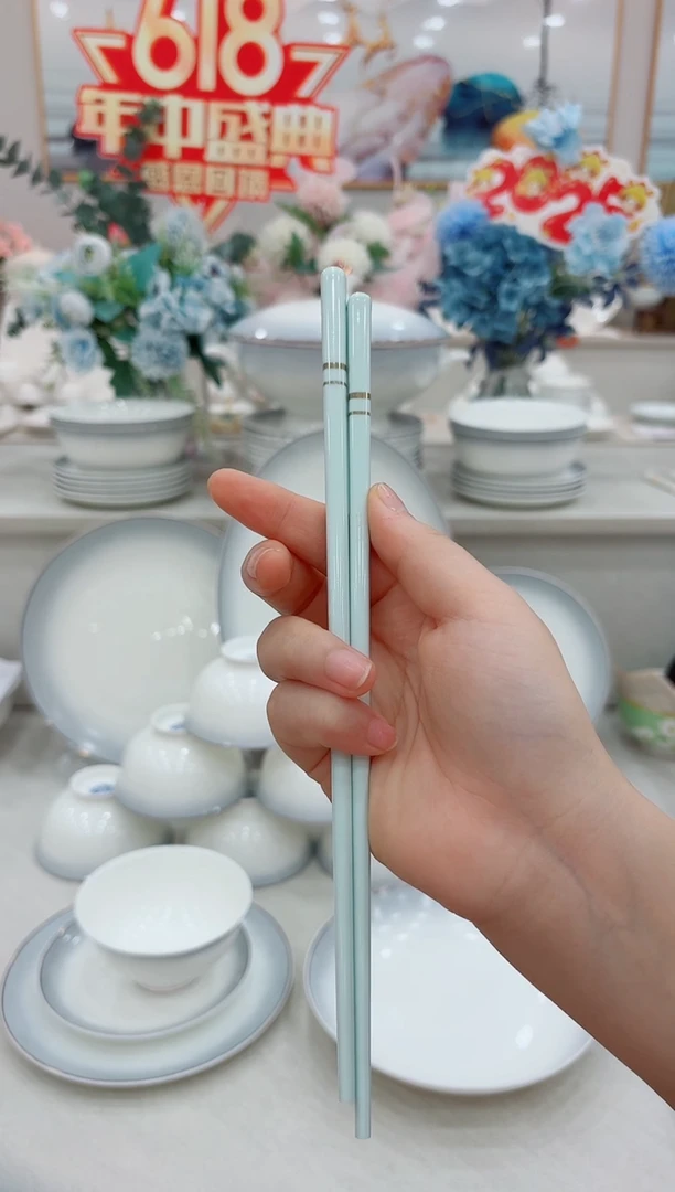 瓷单拍10双青瓷筷子