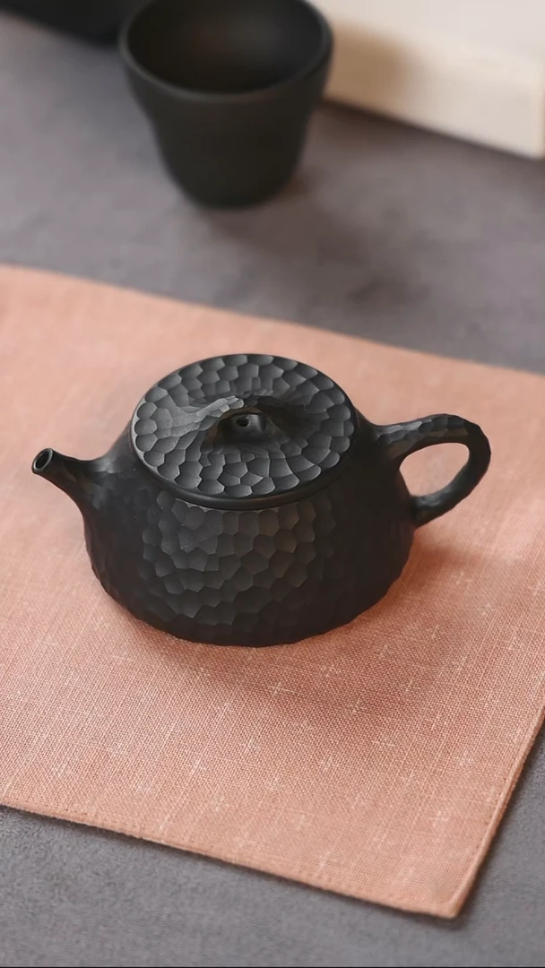 紫砂石瓢微瑕焐灰锤纹石瓢三足福利品