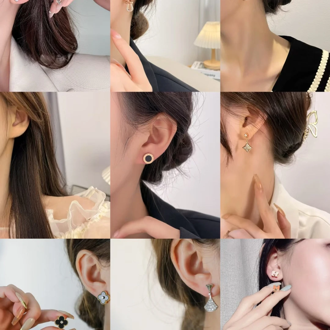 耳饰 #沐南专享#005百搭耳钉耳坠钉子耳钉黑饼双C耳环