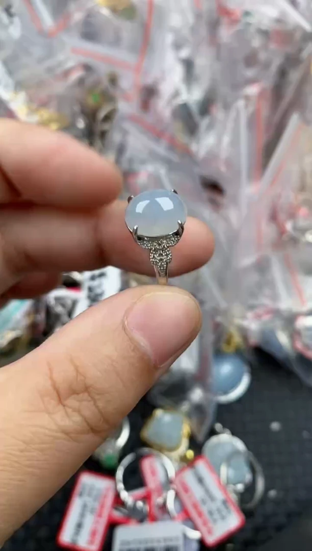 银S925镶嵌戒指翡翠12   4