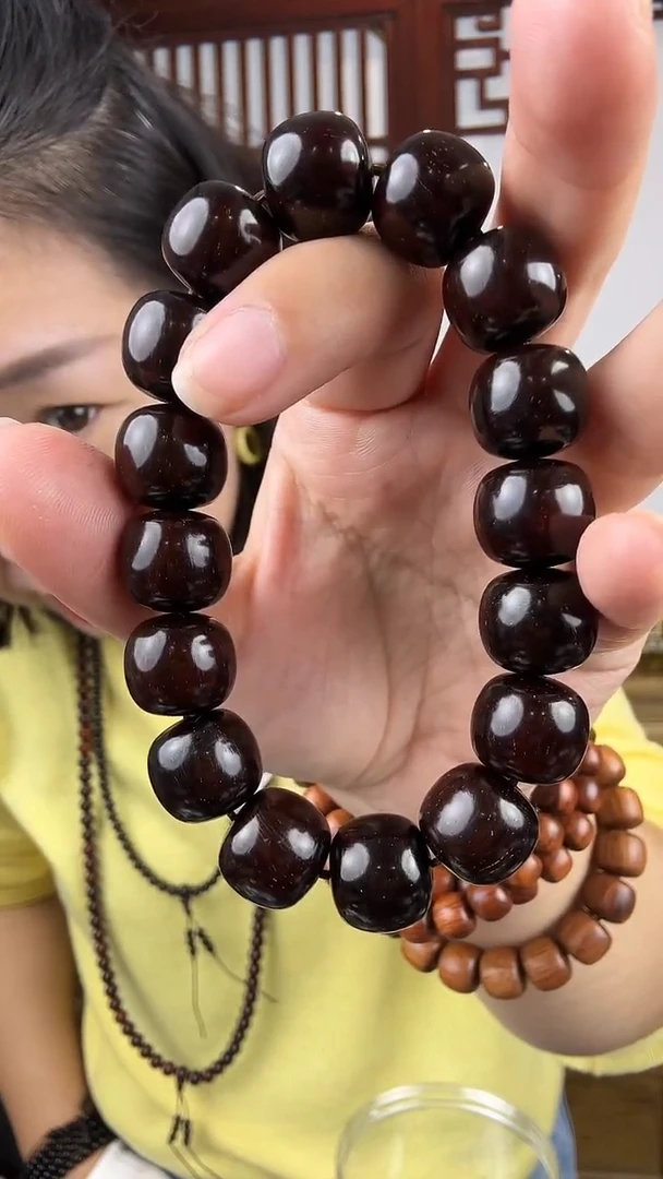 檀香紫檀（小叶紫檀）旱*龙小叶紫檀卡1314桶珠手串