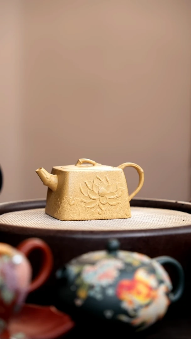 茶壶紫砂本山段四方竹节堆荷