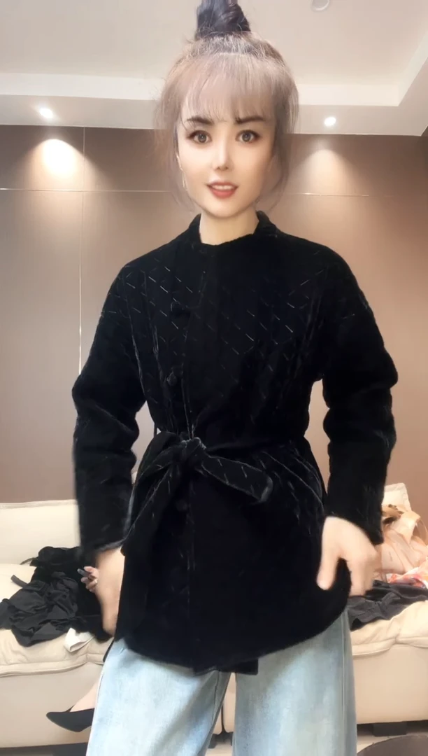 样衣盘扣菱形格棉服115