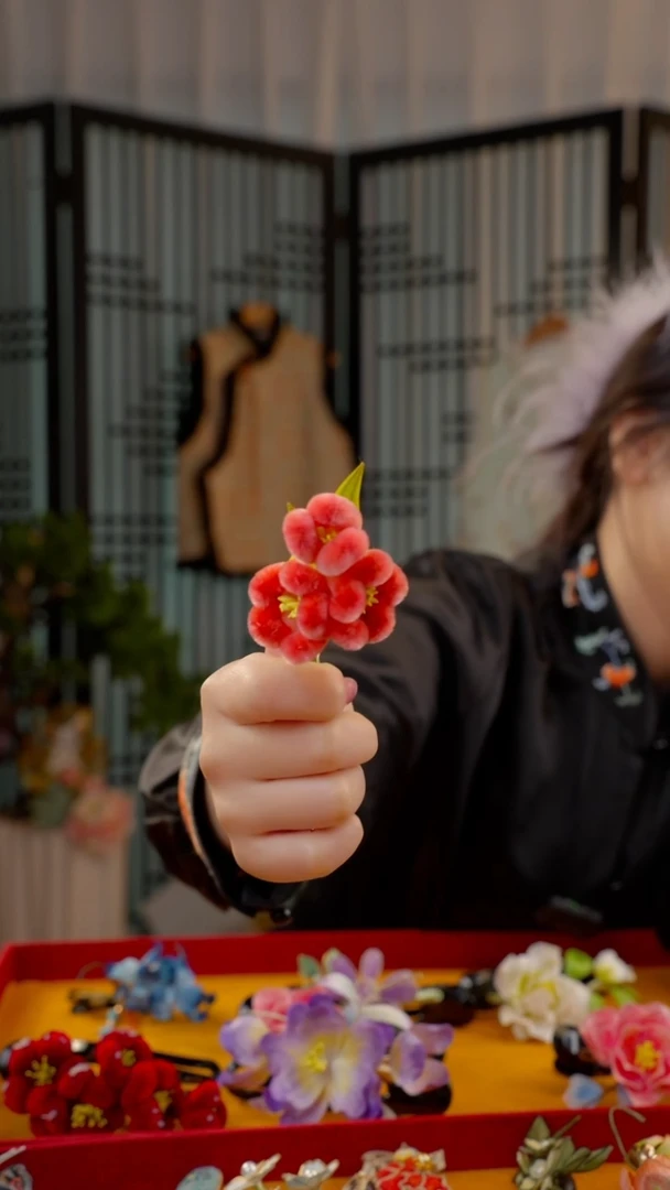 刺绣非遗苏绣绒花