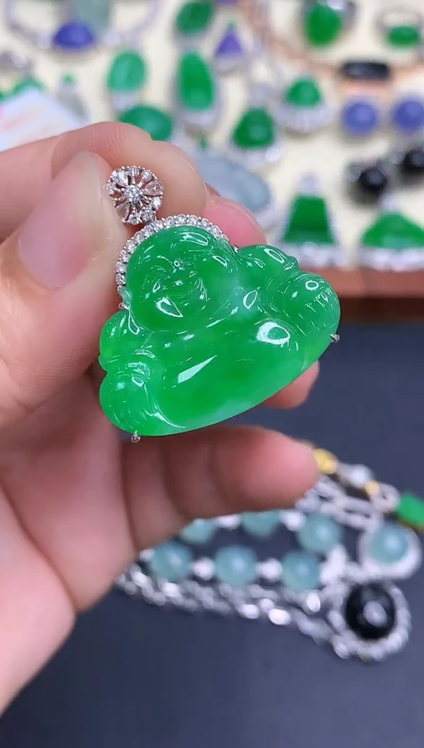 颈饰18K金镶嵌翡翠516-中国好珍宝