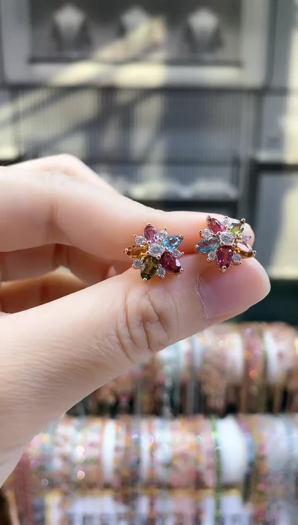 银S925镶嵌耳钉碧玺g****e666666666666