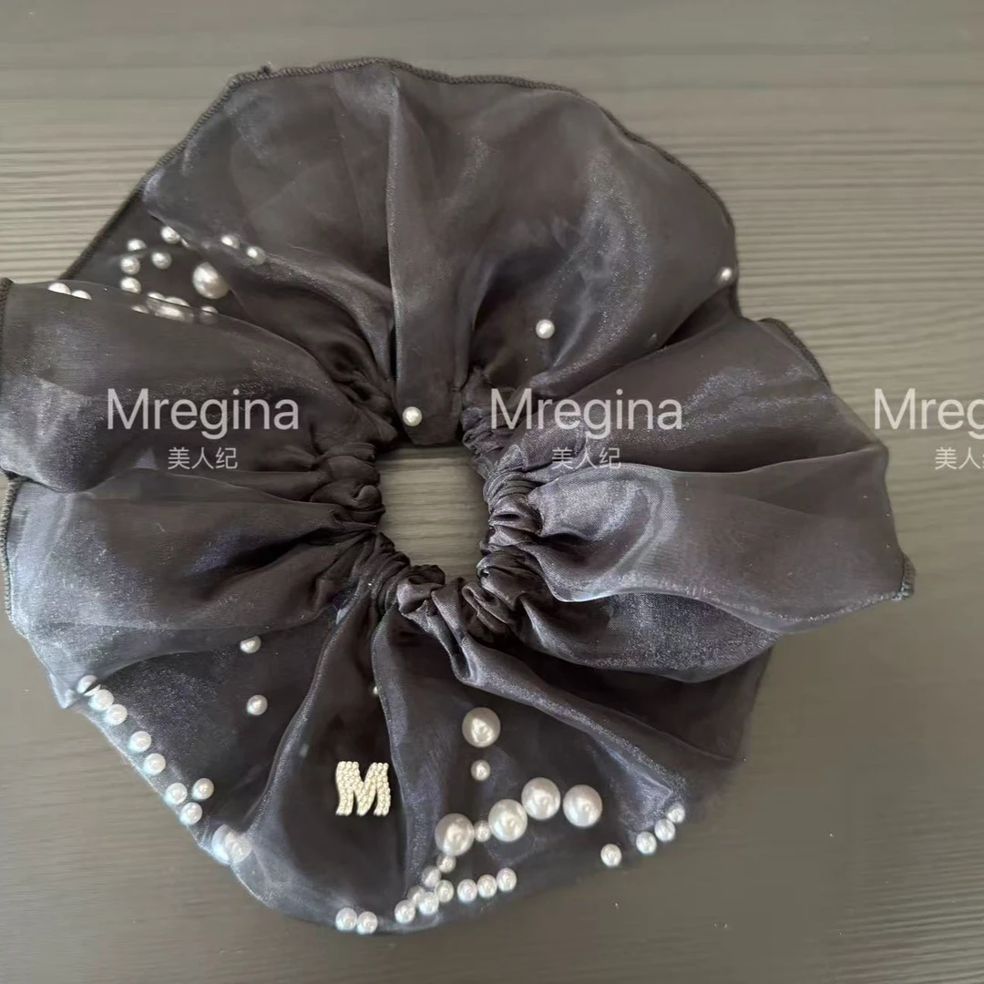 韩版韩式日韩甜美风发绳发圈黑色法式头绳皮筋缎面头饰(A05)