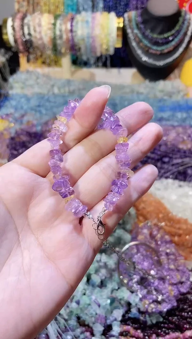 未镶嵌珠宝半成品水晶紫黄晶手链
