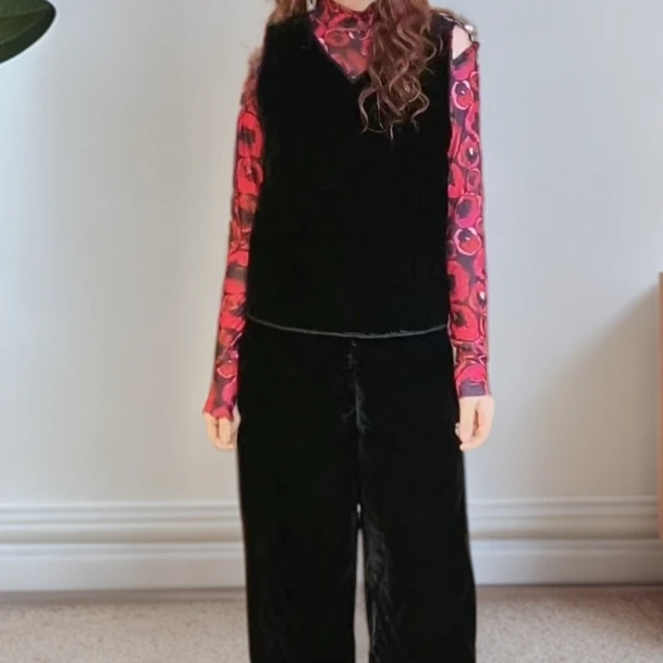 HZHJ新品秋冬百搭套装高级小众洋气轻奢显瘦1174时尚上衣黑色休闲