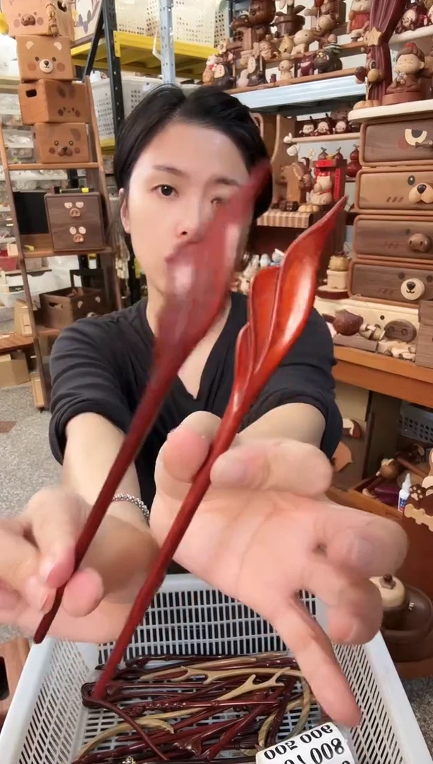 木012原木羽毛簪子