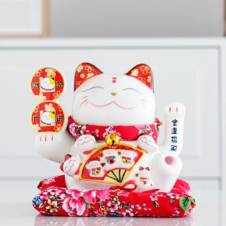 招财猫摆件2025年最新款陶瓷摆件收银台开业家居客厅发财猫礼品