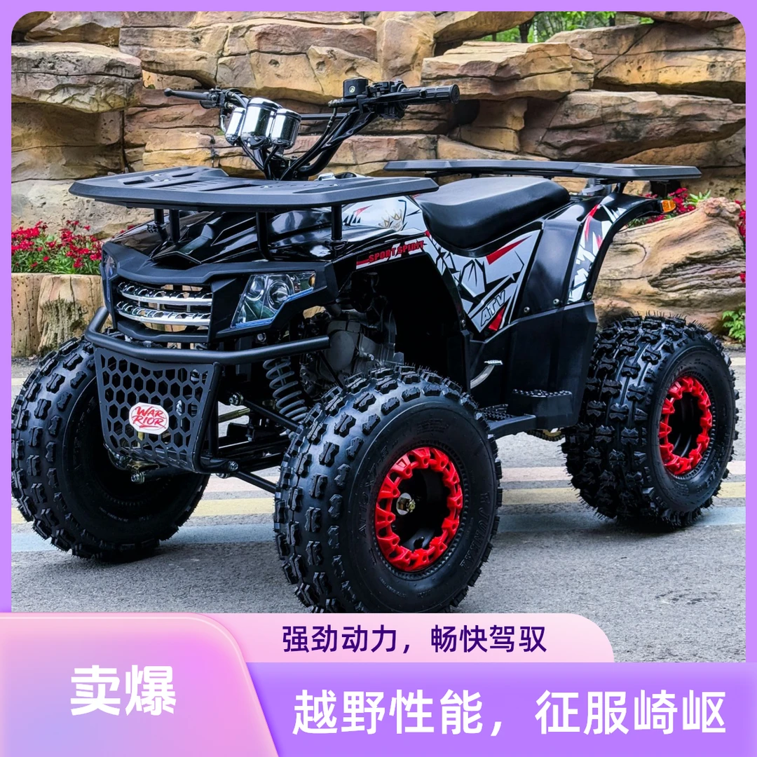 勇士四轮越野沙滩车大尺寸全地形8寸轮胎带仪表前后货架承重500斤