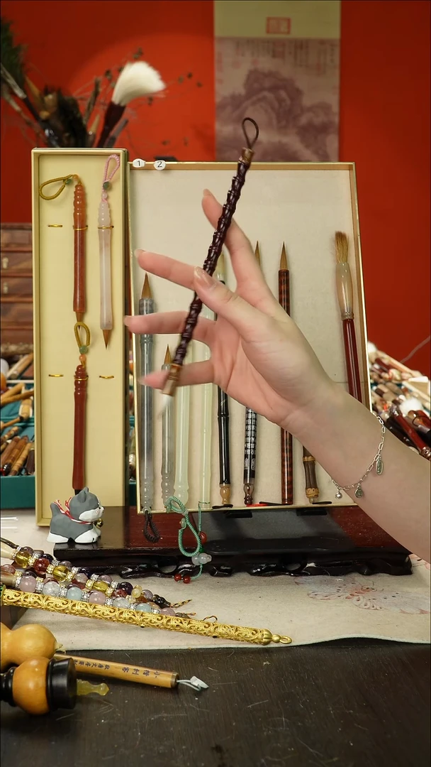 闪13孤品高货毛笔链接 清水试笔 蘸墨不退