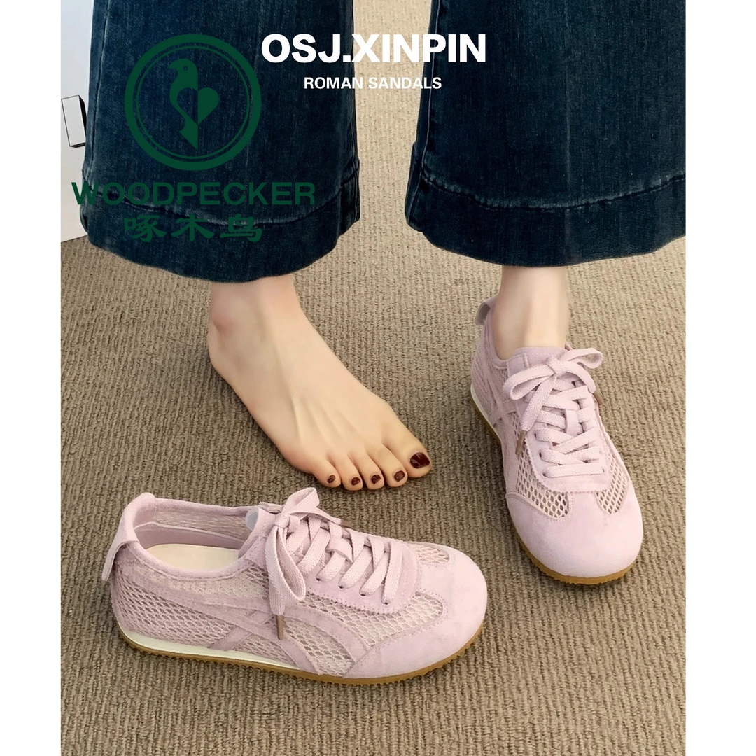 啄木鸟网面透气阿甘鞋女2025新款爆款夏季网鞋百搭休闲运动德训鞋