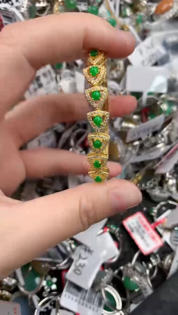 银S925镶嵌戒指翡翠777             1