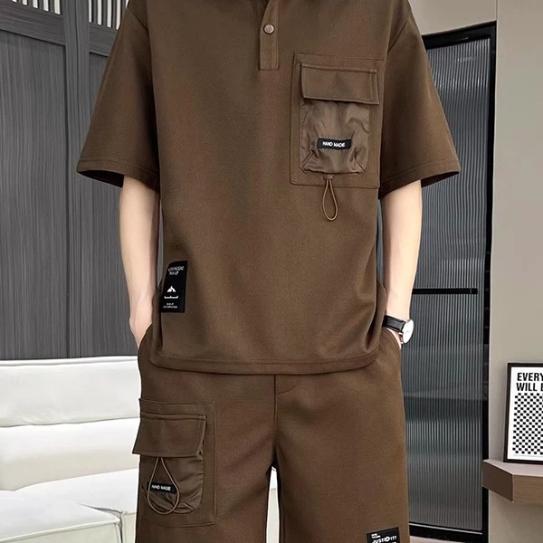 贝希缇汀BESTIDNG夏季薄款短袖T恤套装男士休闲Polo衫短裤两件套