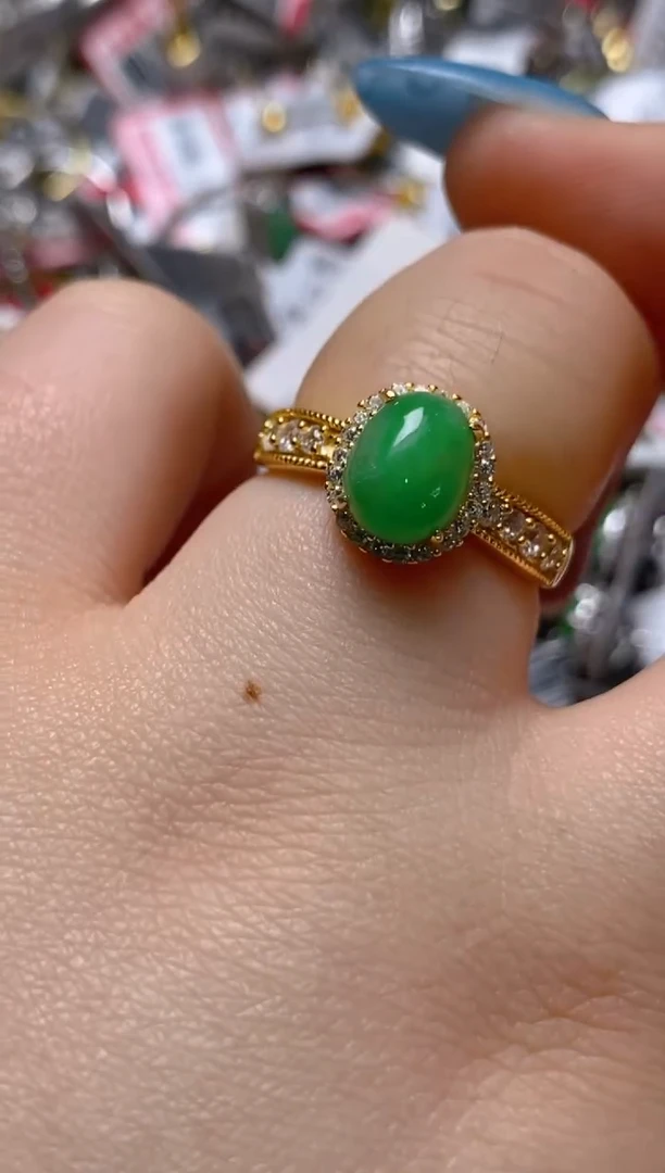 银S925镶嵌戒指翡翠百内无证书