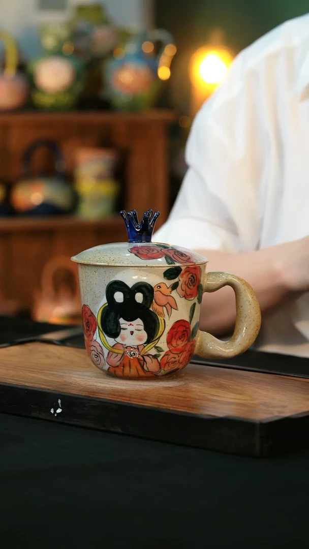 杯手绘心瓷陶瓷浮力
