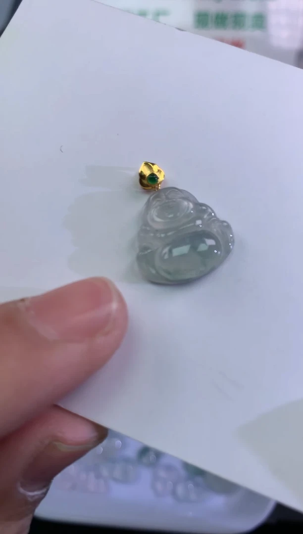 【闪购商品】定制翡翠18K金镶嵌佛公