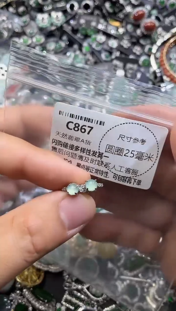 翡翠未镶嵌颈饰C867耳扣