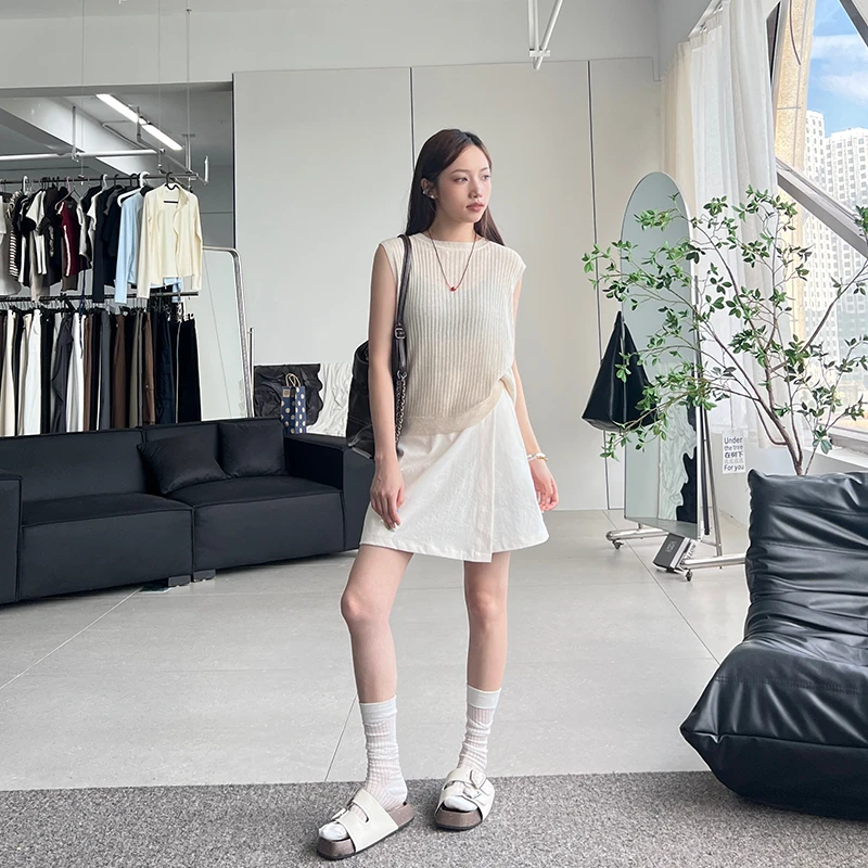 白色半身裙女夏季新款高腰显瘦A字裙中长款A字版裙裤垂感直筒裙