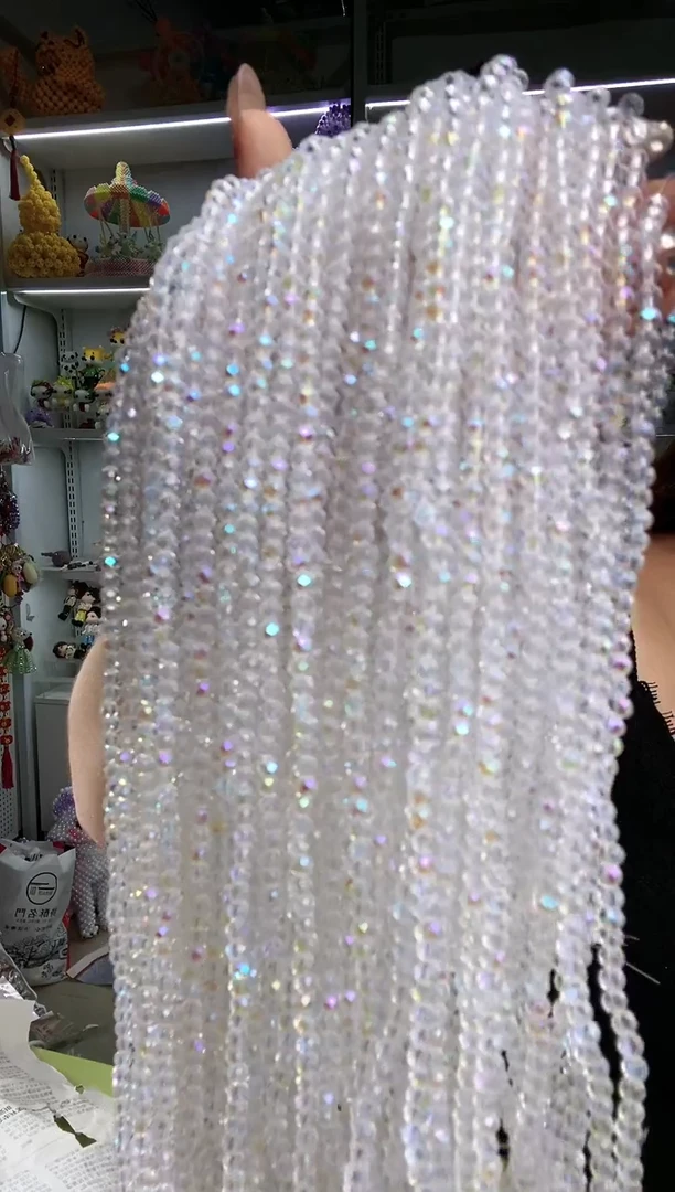 玻璃1567卡4水晶扁20条微光彩白色