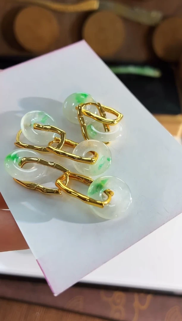 翡翠银S925镶嵌耳饰耳饰（多样性发货发一对）
