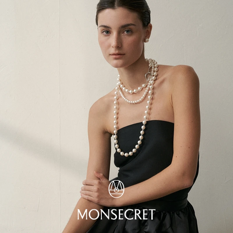 非金属仿珍珠项链  MONSECRET LINK系列连结珍珠细链/水晶长链