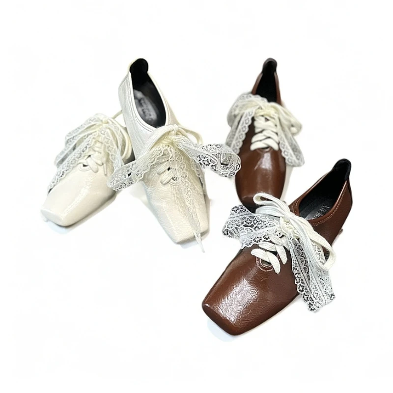 大气元（鞋子）法式蕾丝系带芭蕾舞鞋