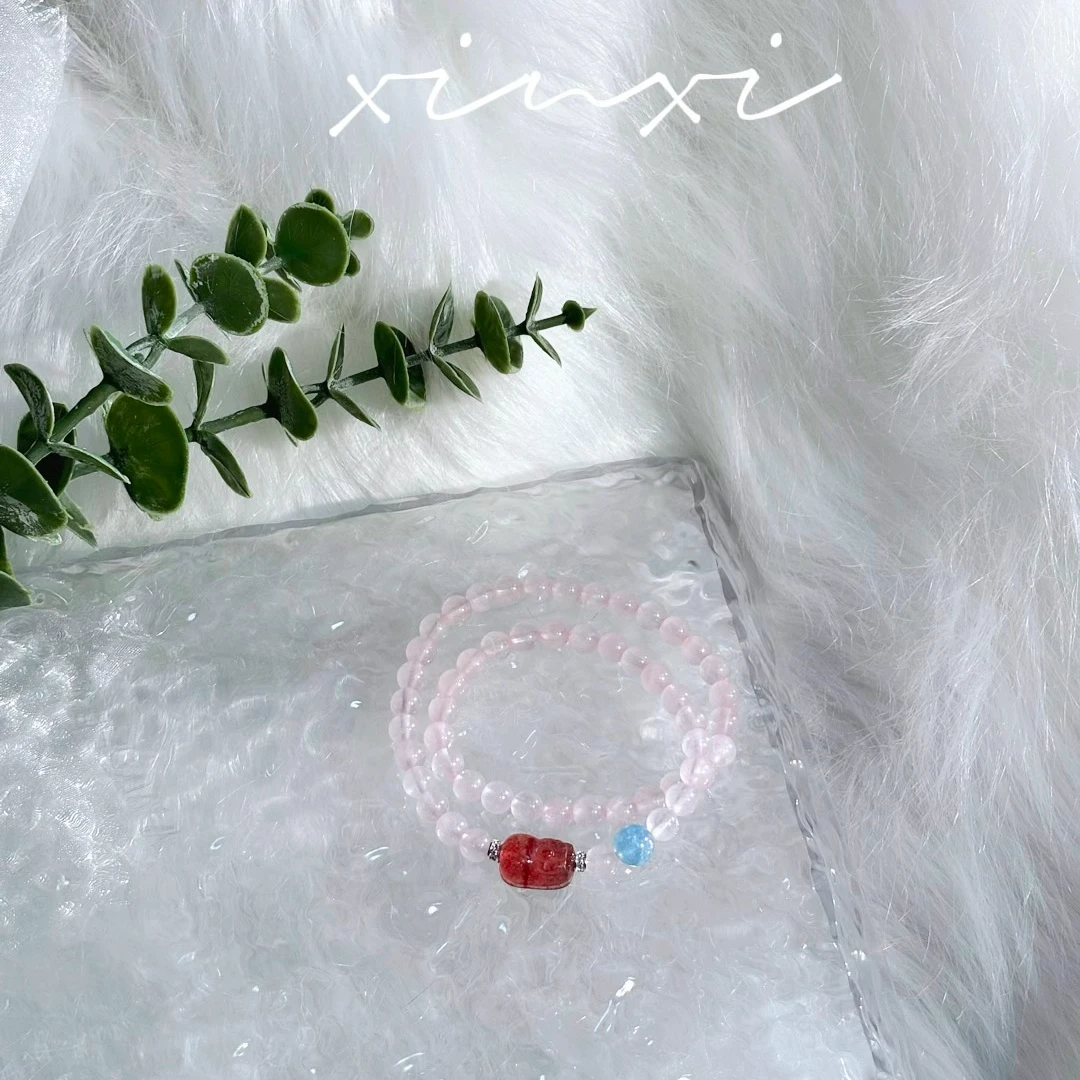 【炘喜】天然粉水双圈水晶手串多样性发货 发其一A1-026