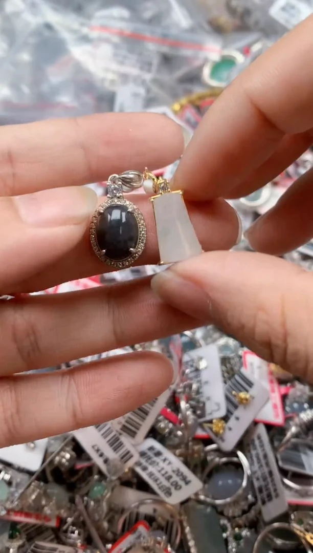 银S925镶嵌戒指翡翠天然A货缅甸翡翠