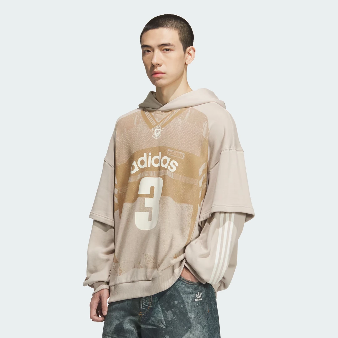 ADIDAS三叶草TEAM HOODIE 毛圈布运动连帽套头衫 KC2608 X