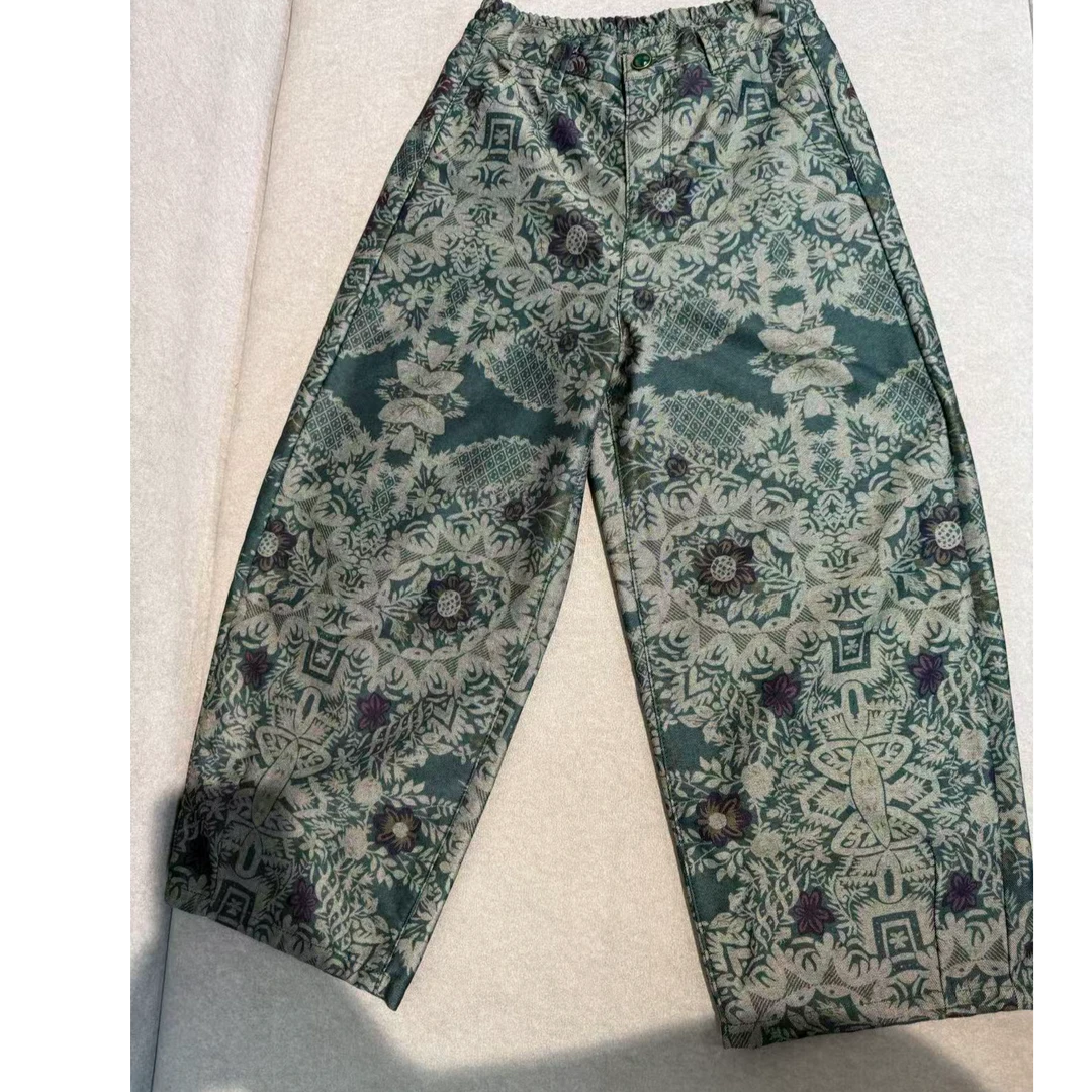 深圳南油秋冬新款神仙颜值爆款复古花纹阔腿牛仔裤30873