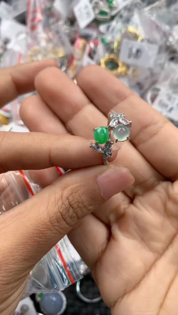 银S925镶嵌戒指翡翠10               6