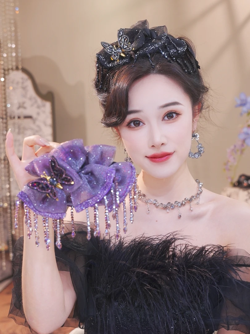 【蝴蝶可拆卸】夏季原创设计师款式轻奢小众蝴蝶链条流苏抓夹2638